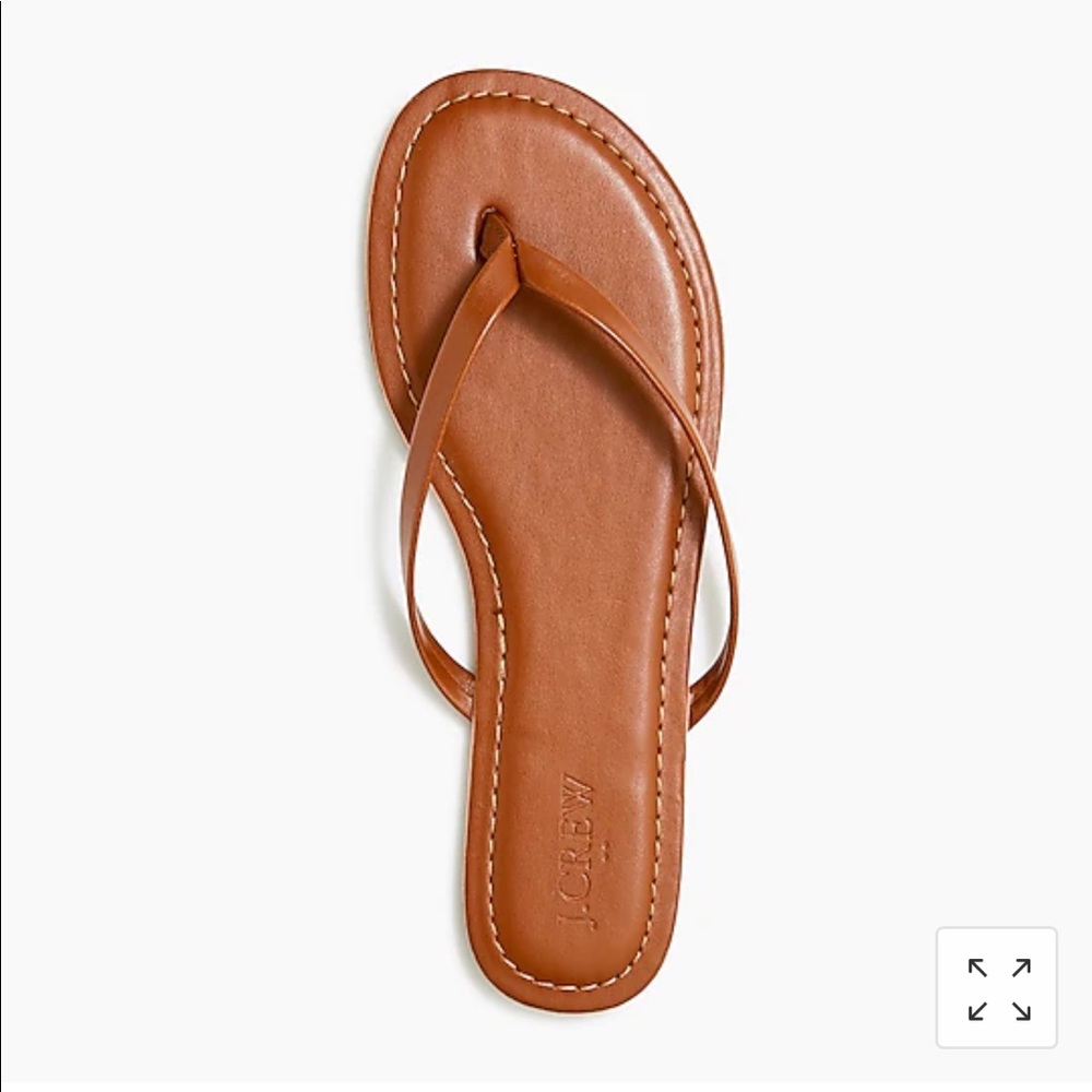 J. Crew Brown Leather Flip Flops NWT